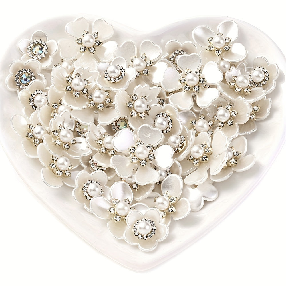 25-Piece Sparkling Rhinestone Flower Flatback Beads