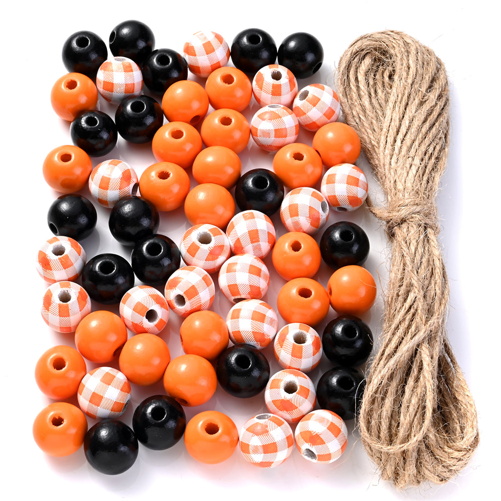 Halloween Buffalo Plaid Wooden Beads