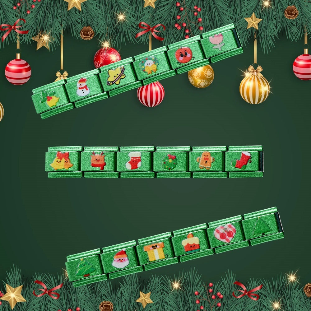 18PCS Stainless Steel Christmas Charm Bracelet Set