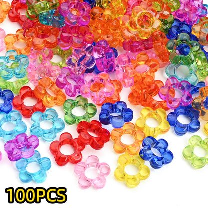 100pcs 13mm Translucent Flower Acrylic Beads
