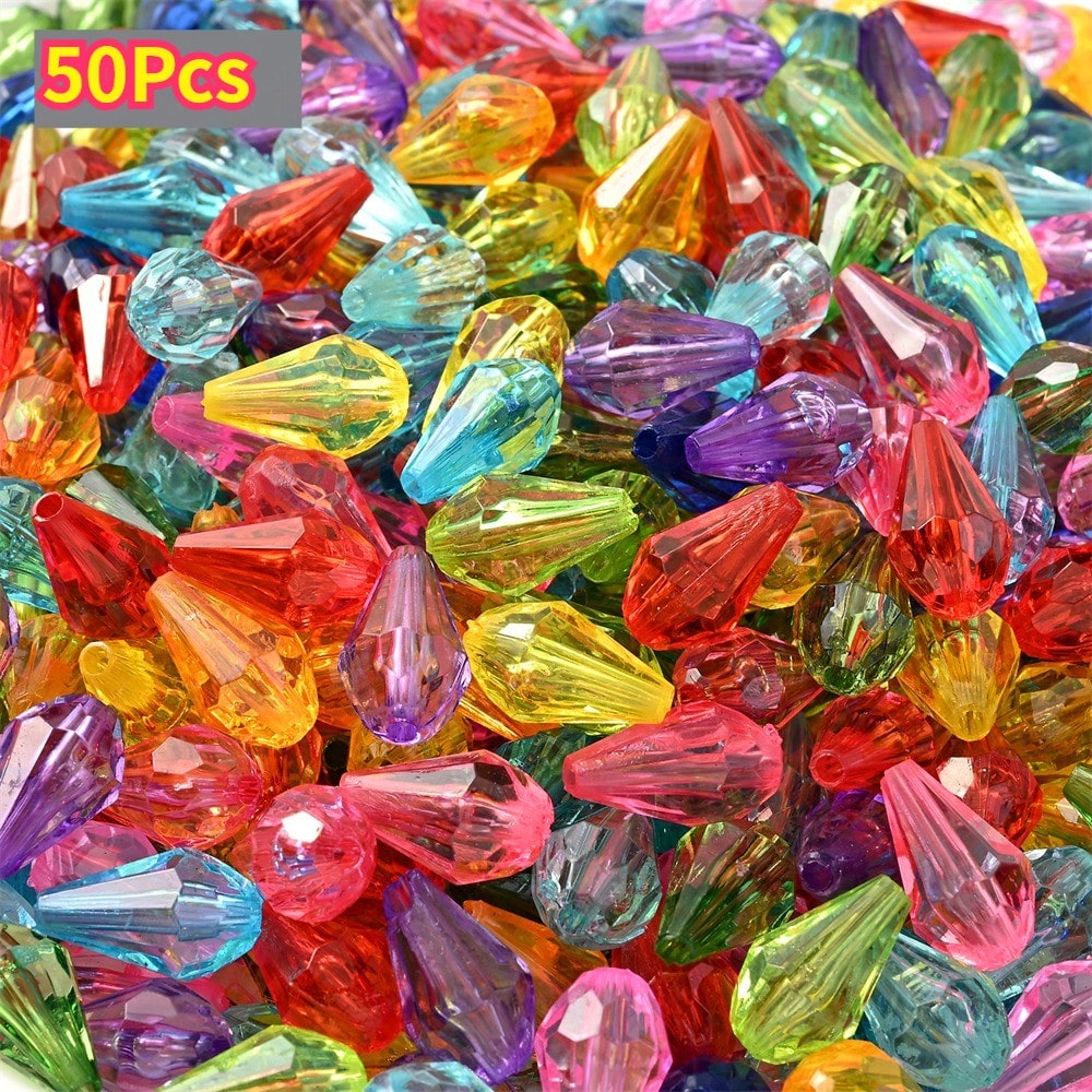 200pcs 13x8mm Faceted Waterdrop Acrylic Beads