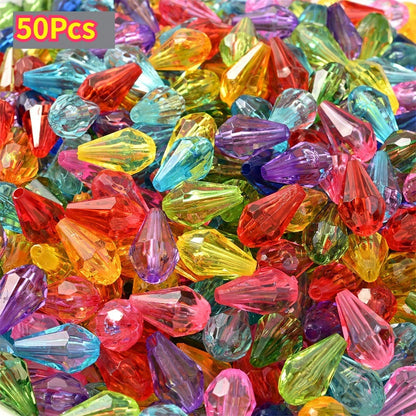 200pcs 13x8mm Faceted Waterdrop Acrylic Beads