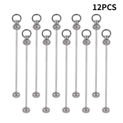 Metal Blank Bar Beadable Keychain Set