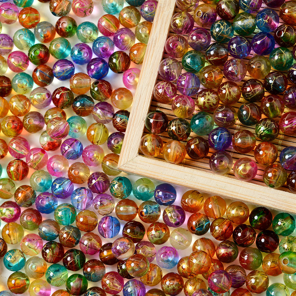 Multicolor Acrylic Beads with Gold Spacer Beads