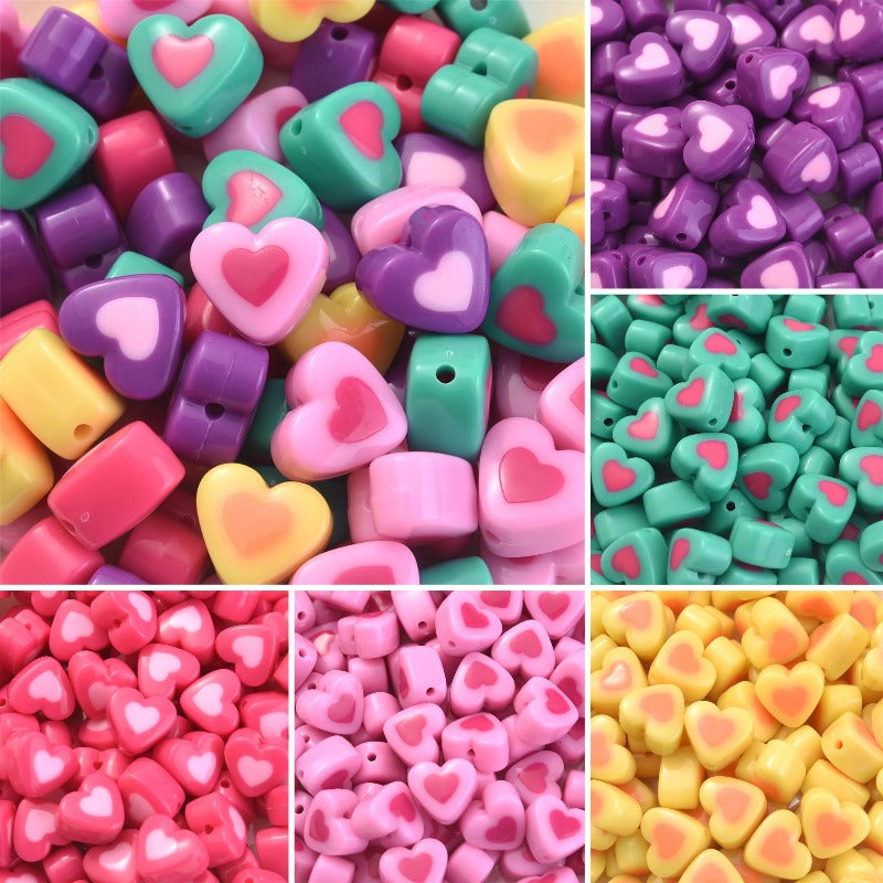 10pcs 17x15mm Sandwich Heart Acrylic Beads