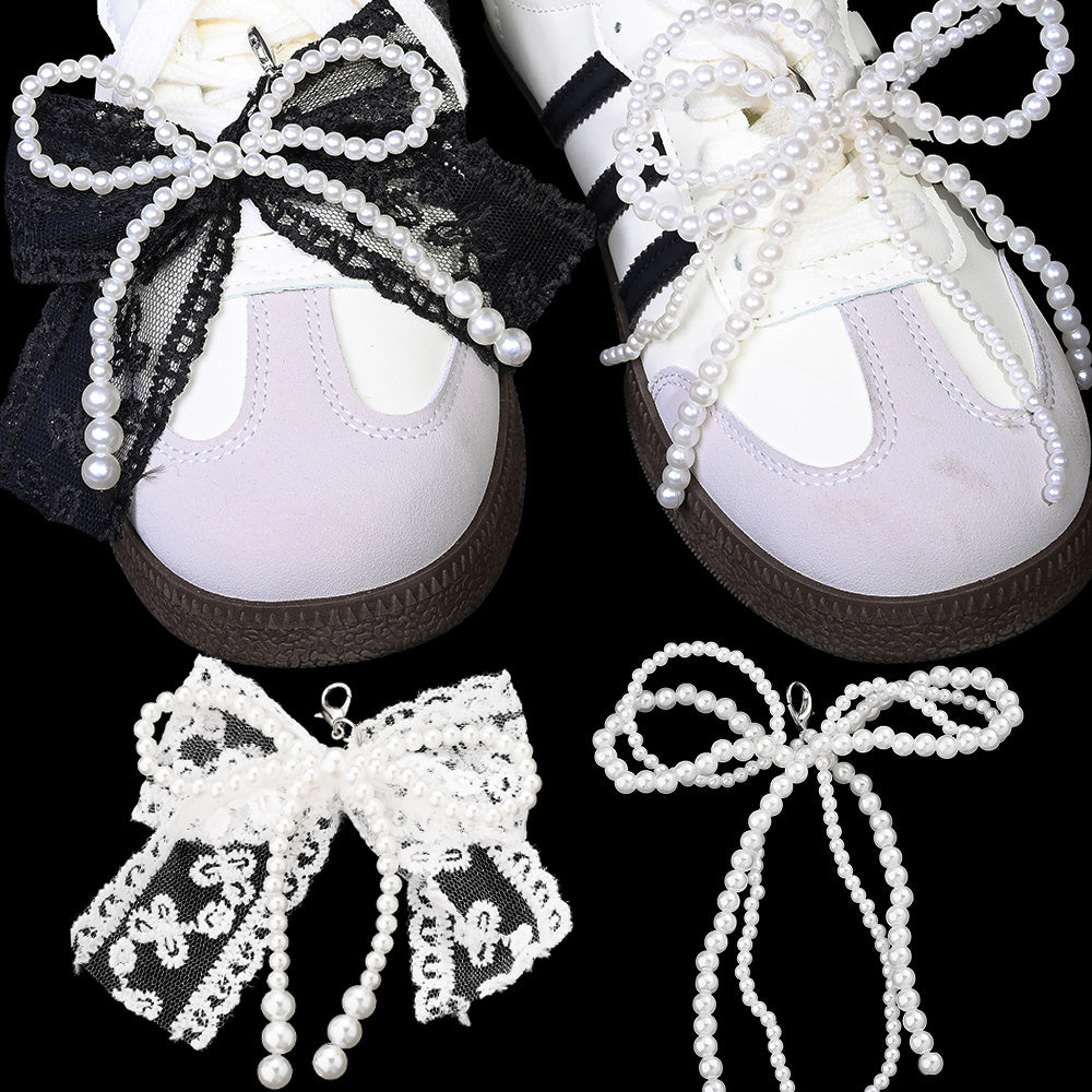 Lace Pearl Bow Keychains