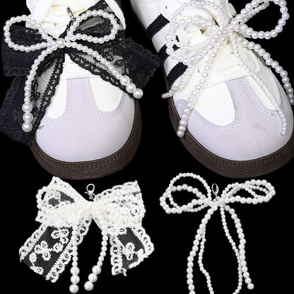 Lace Pearl Bow Keychains