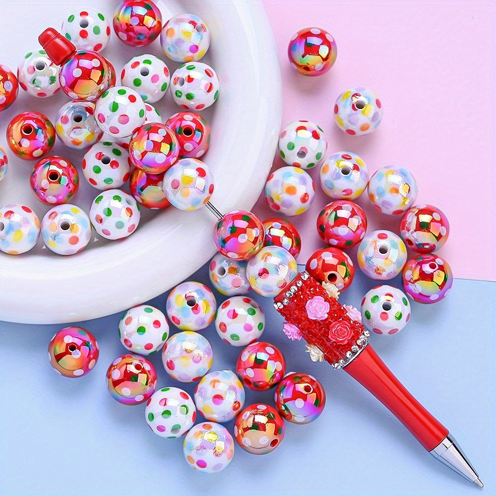 Spotted Round Acrylic Beads