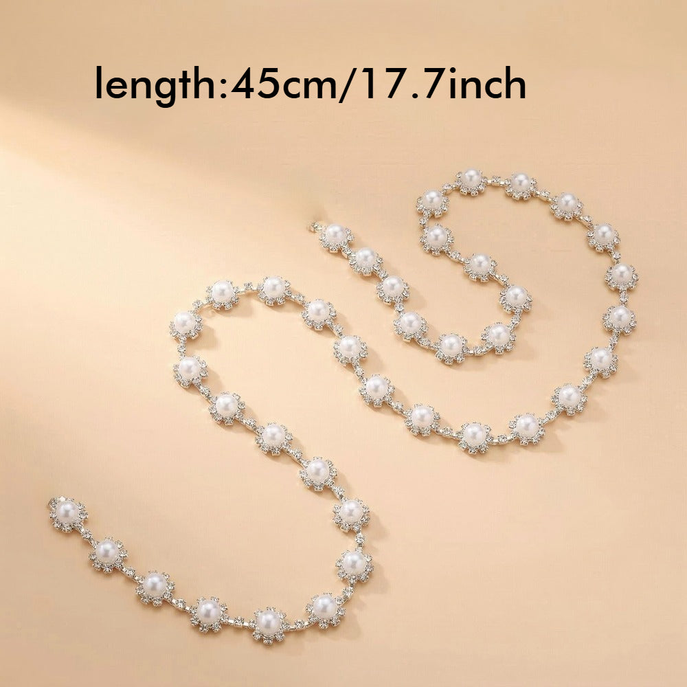17.7 Inch Imitation Pearl & Rhinestone Bead Chain
