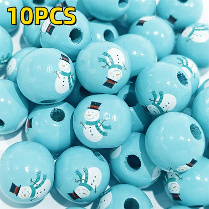 10pcs/set 16mm Christmas Wooden Beads