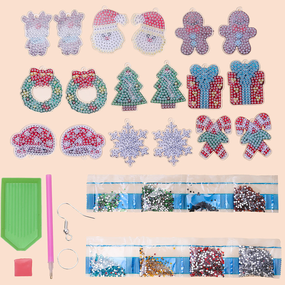 Acrylic Christmas Diamond Painting Earrings Set