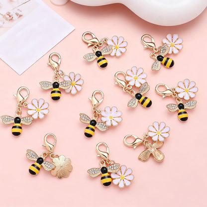 Rhinestone Bee Sunflower Keychains