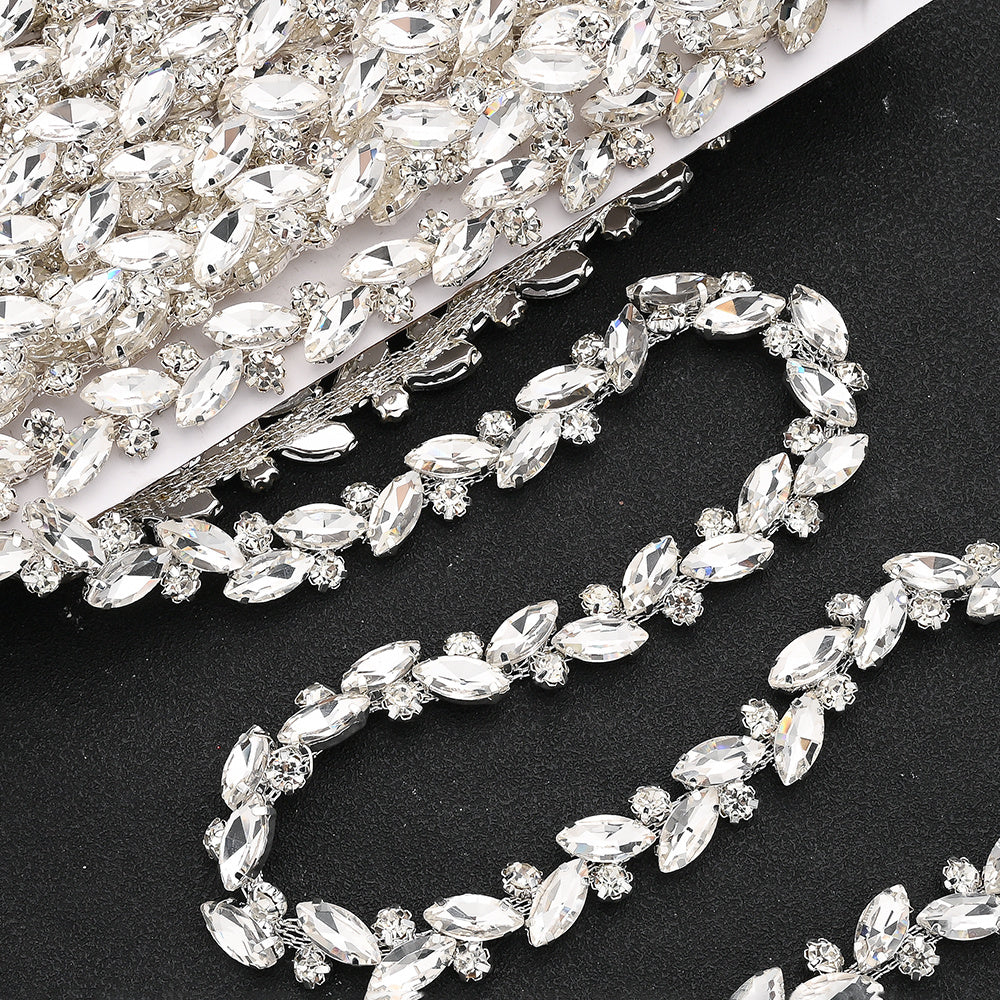 White AB Rhinestone Leaf Decals