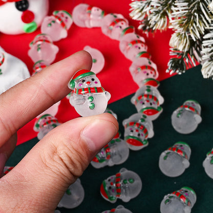 Frosted Acrylic Christmas Snowman Beads