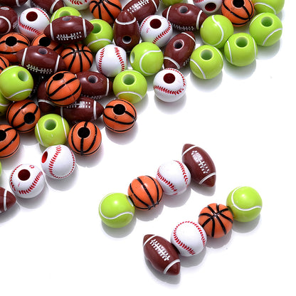 250pcs Sports Wooden Beads