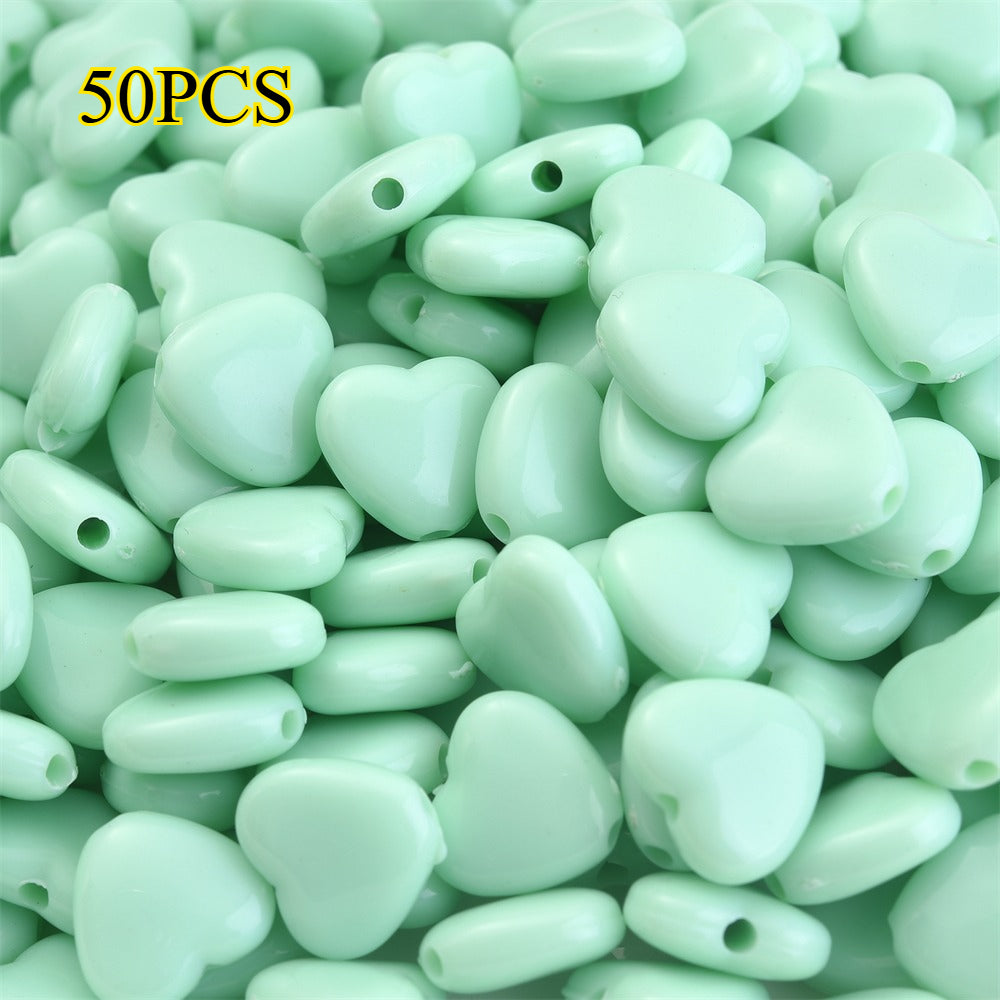 50pcs 12x11mm Heart-Shaped Acrylic Beads