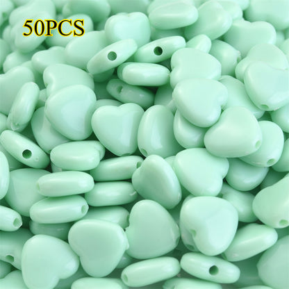 50pcs 12x11mm Heart-Shaped Acrylic Beads