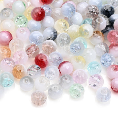 100pcs 8mm Translucent Crackle Glass Beads