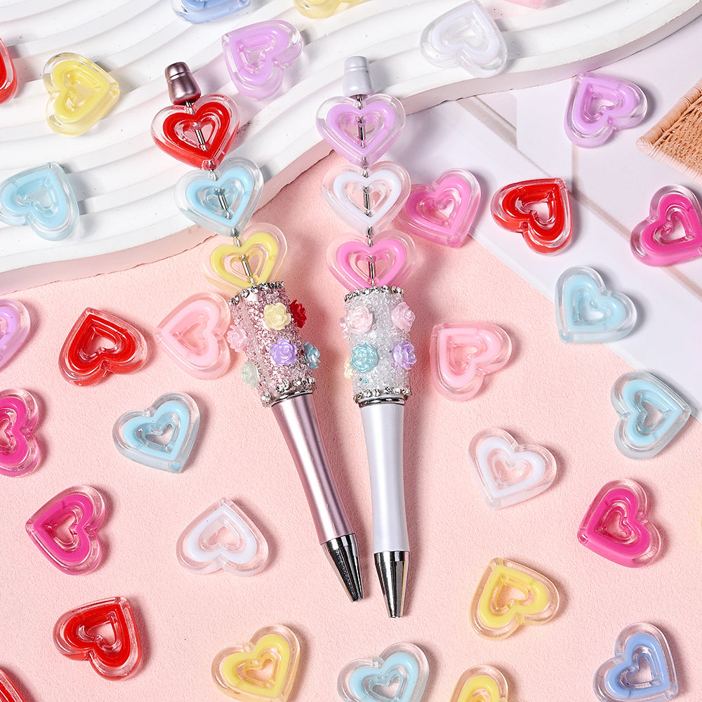 Acrylic Heart-Shaped Beads
