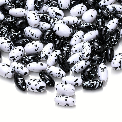 Artistic Splatter Design Acrylic Oval Beads