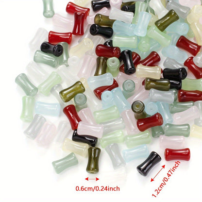 200pcs 6x12mm Glass Bamboo Tube Beads
