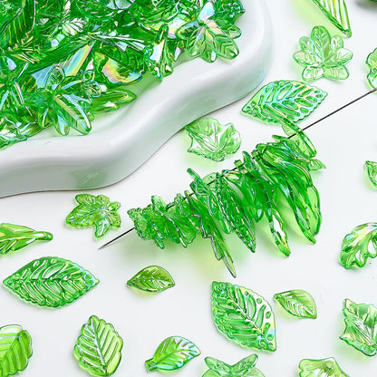 Green Acrylic Leaf Beads