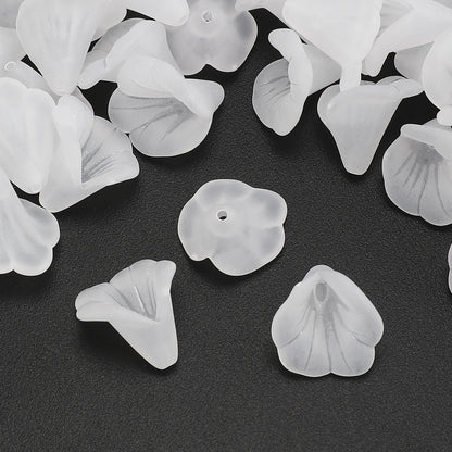 White Acrylic Horn Flower Beads