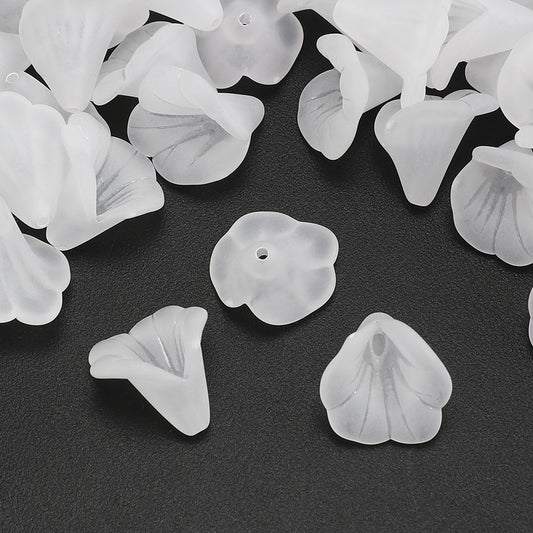 White Acrylic Horn Flower Beads