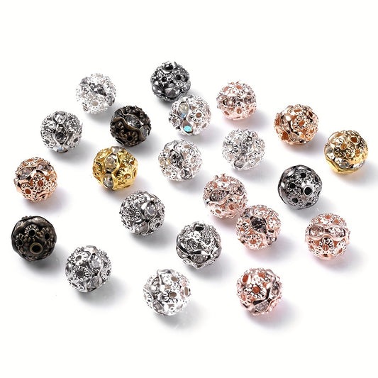 20pcs Rhinestone Ball Alloy Spacer Beads