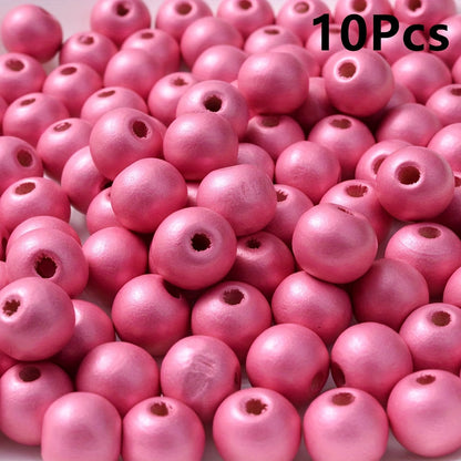10PCS 16mm Smooth Round Wooden Bead Set