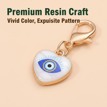 12PCS Blue & White Evil Eye Enamel Keychain Set