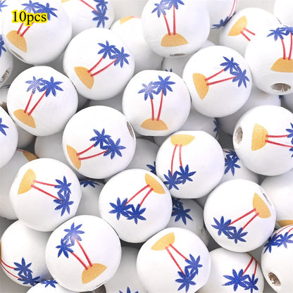 Marine-Themed Wooden Beads