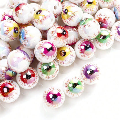 5/10/20pcs 16mm Mixed Color Evil Eye AB Plated Round Acrylic Beads