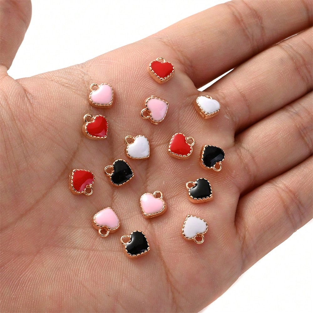 Mini Heart Enamel Alloy Pendants
