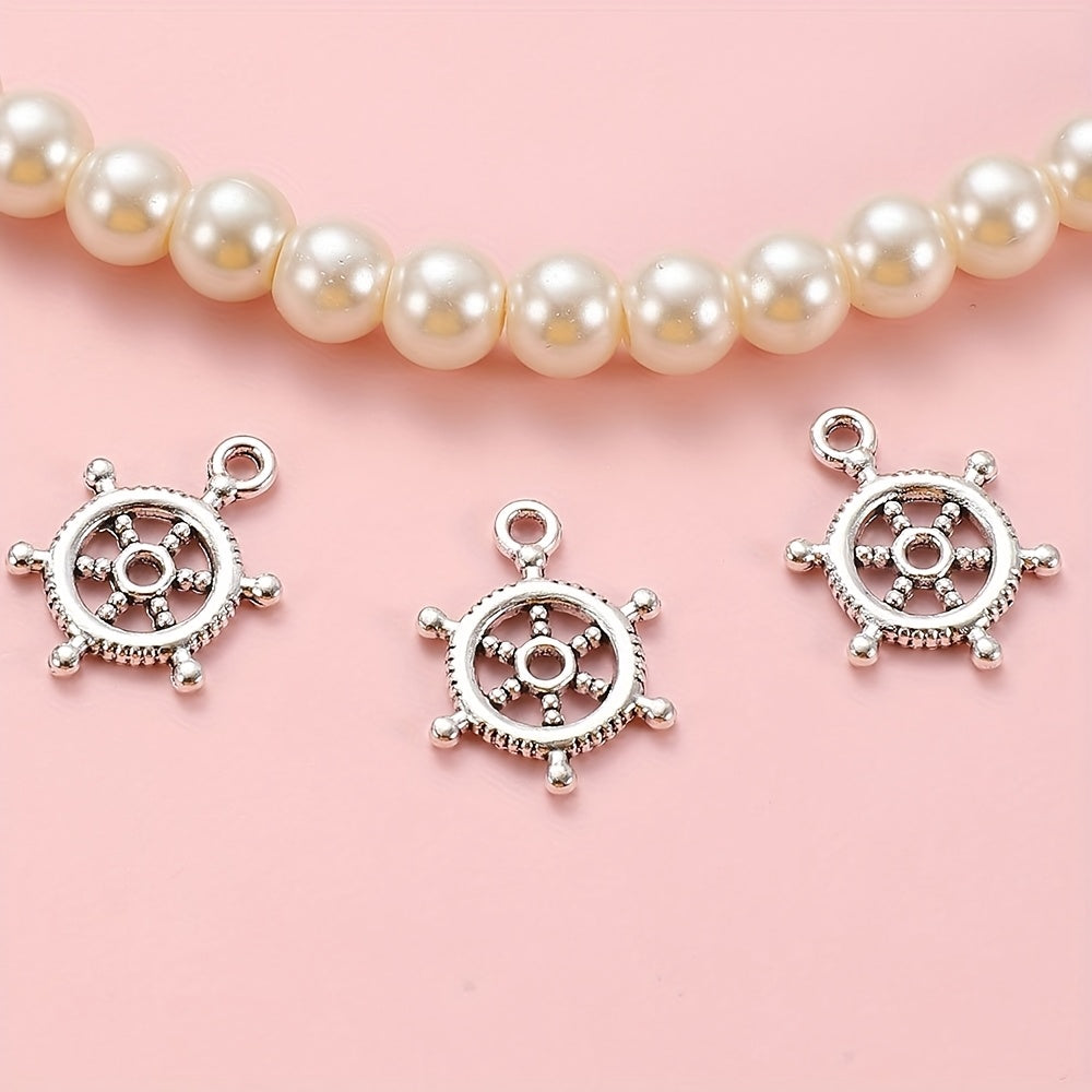 20PCS 15×20mm Silver-Tone Rudder Alloy Pendants