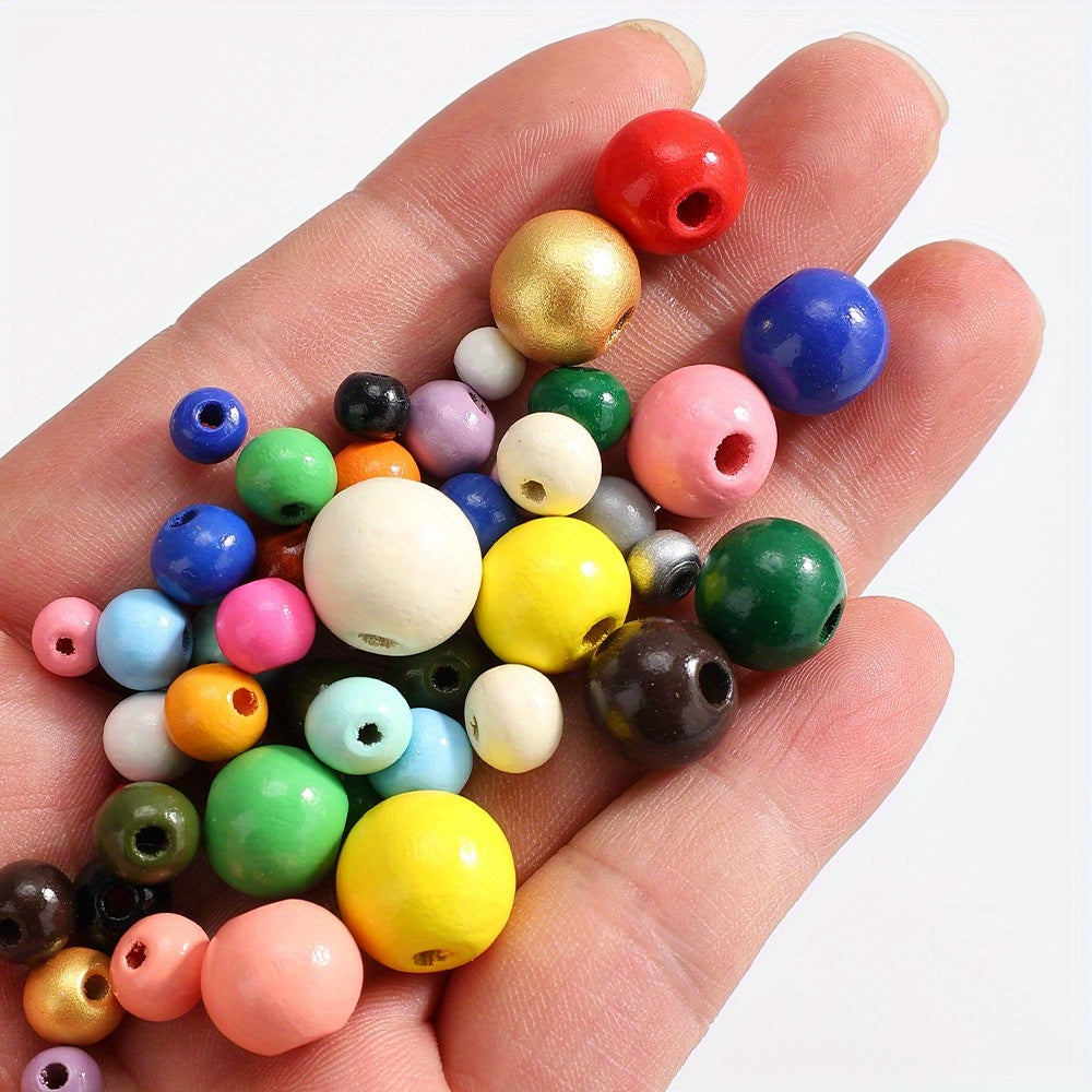 4/6/8/14mm Multicolor Wooden Round Spacer Beads