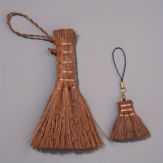 Retro Hand-Woven Golden Mini Lucky Broom Pendant