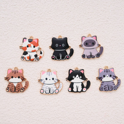 Enamel Cat Pendant Charms