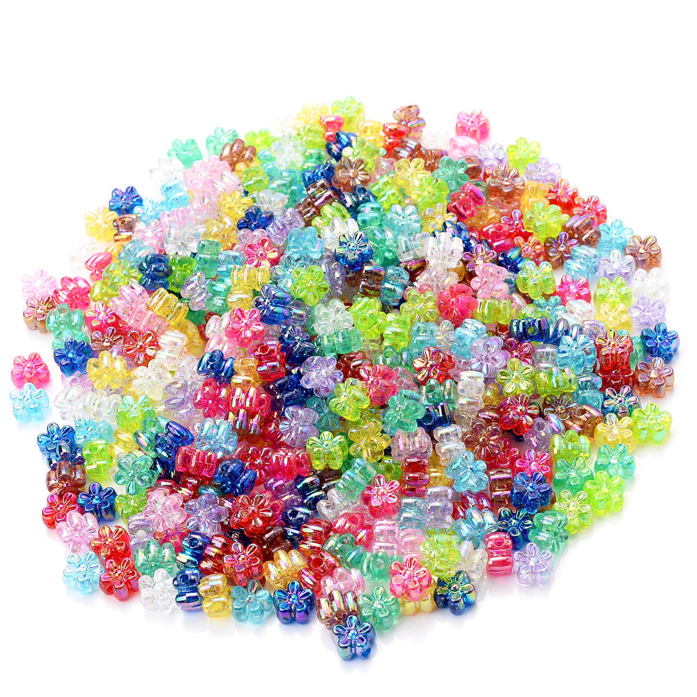 100PCS 4×7mm Tiny AB Crystal Flower Bead Set