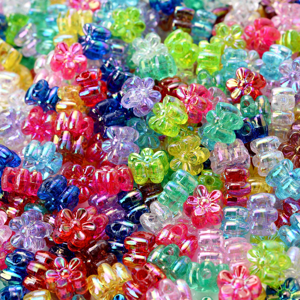 100PCS 4×7mm Tiny AB Crystal Flower Bead Set