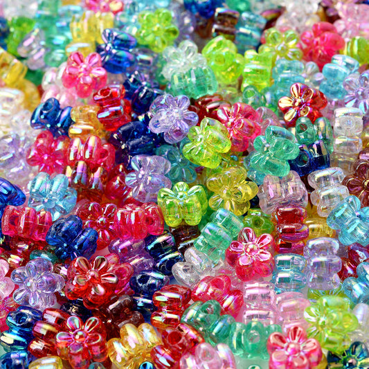 100PCS 4×7mm Tiny AB Crystal Flower Bead Set
