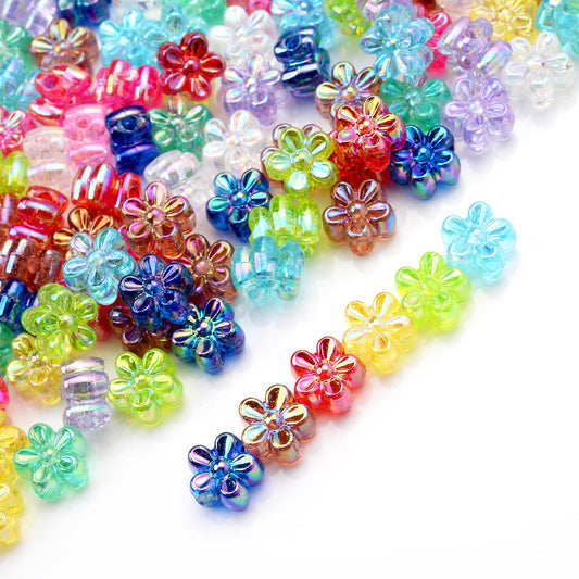 100PCS 4×7mm Tiny AB Crystal Flower Bead Set
