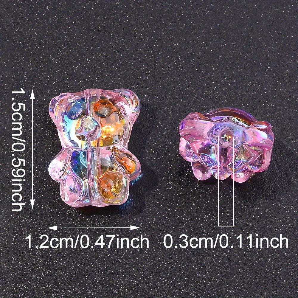 20PCS 15×12mm Transparent AB Bear Glass Spacer Beads