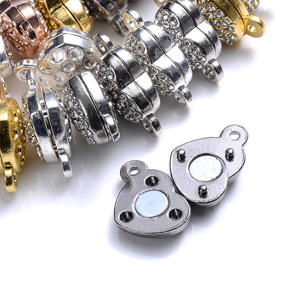 Crystal Heart Magnetic Clasps End Buckle Charms