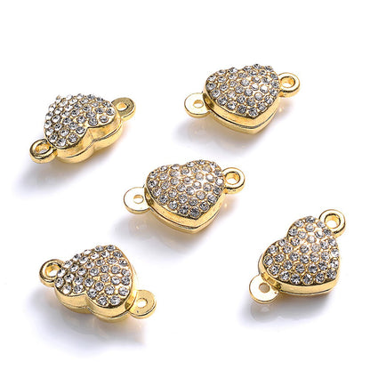 Crystal Heart Magnetic Clasps End Buckle Charms