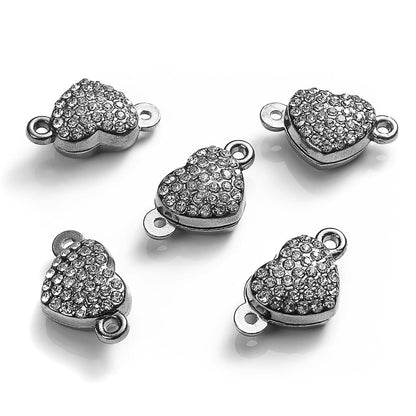 Crystal Heart Magnetic Clasps End Buckle Charms