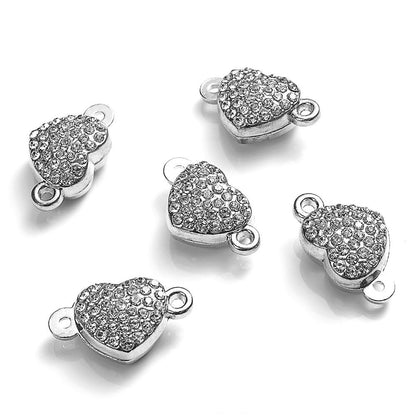 Crystal Heart Magnetic Clasps End Buckle Charms