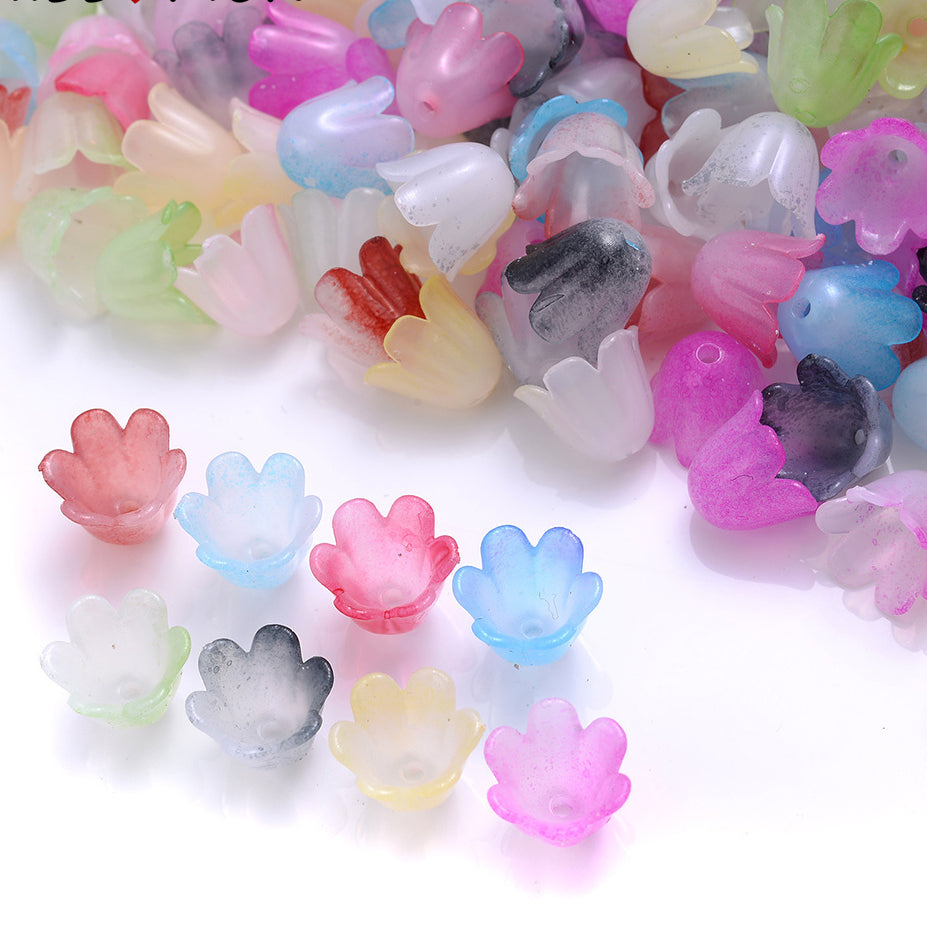 100pcs Colorful Trumpet Flower Beads