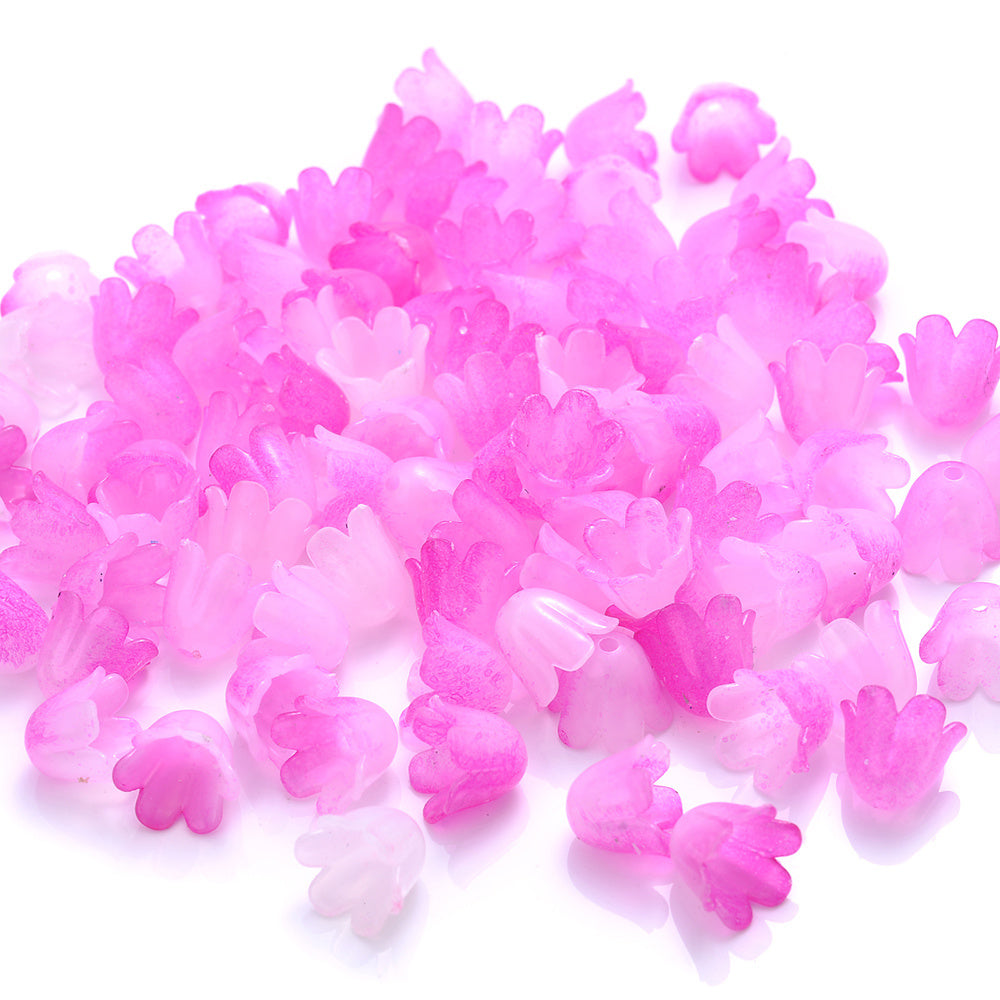 100pcs Colorful Trumpet Flower Beads