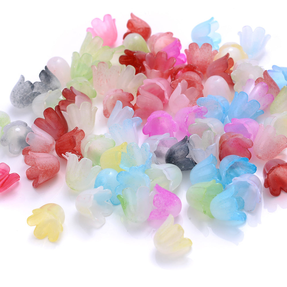 100pcs Colorful Trumpet Flower Beads